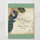 Peacock & Feathers Vrijgezellenfeest nodigt Groen Kaart (Voorkant)