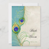 Peacock Feathers Weddenschap Kaart (Achterkant)
