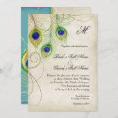 Peacock Feathers Weddenschap Kaart (Voorkant / Achterkant)