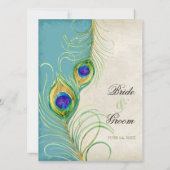 Peacock Feathers Weddenschap Kaart (Achterkant)