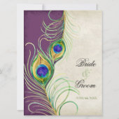 Peacock Feathers Weddenschap Kaart (Achterkant)