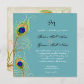 Peacock Feathers Weddenschap Kaart (Voorkant / Achterkant)