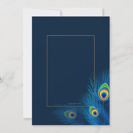 Peacock Feathers Weddenschap Kaart (Achterkant)