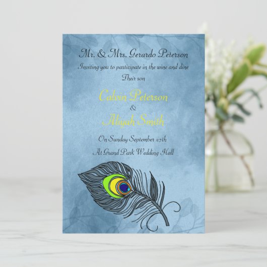 Peacock Feathers Weddenschap Kaart (Staand voorkant)