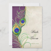 Peacock Feathers Weddenschap Kaart (Achterkant)
