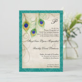 Peacock Feathers Weddenschap Kaart (Staand voorkant)