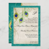 Peacock Feathers Weddenschap Kaart (Voorkant / Achterkant)