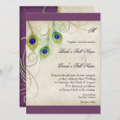 Peacock Feathers Weddenschap Kaart (Voorkant / Achterkant)