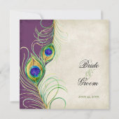 Peacock Feathers Weddenschap Kaart (Achterkant)