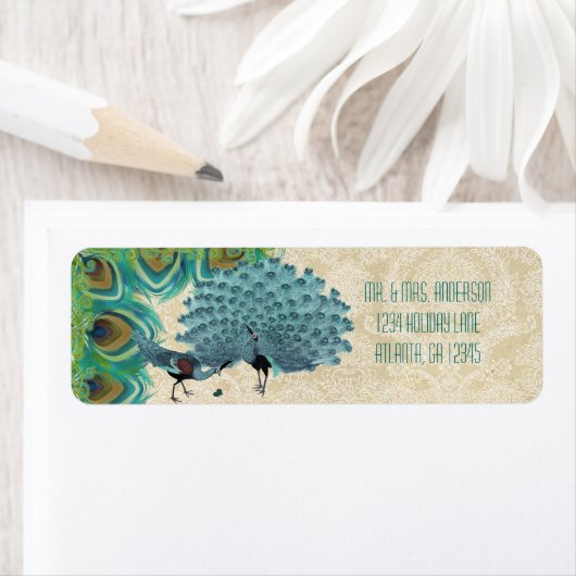  Peacock Feathers Wedding Etiket (Insitu)