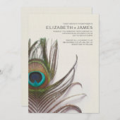 Peacock Feathers Wedding Invitations Kaart (Voorkant / Achterkant)