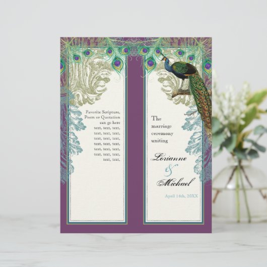 Peacock, Feathers - Wedding Programme (Staand voorkant)