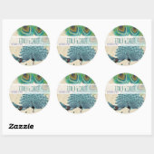  Peacock Feathers Wedding Seal Ronde Sticker (Vel)