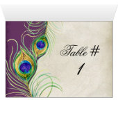 Peacock Feathers Wedingstabel Tent Card (Binnen Horizontaal (Onder))