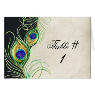Peacock Feathers Wedingstabel Tent Card
