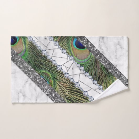 Peacock Feathers Wild Bird Marble (Serviette à main)