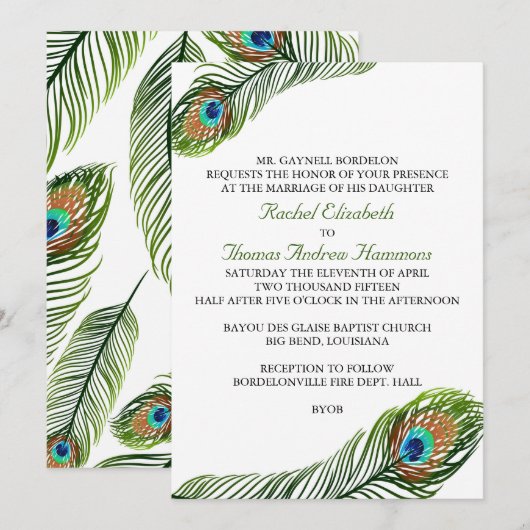 Peacock-feether-weddenschappen Kaart (Voorkant / Achterkant)