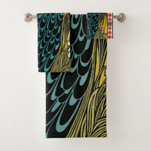 Peacock Fine Art Bird Nouveau Bad Handdoek