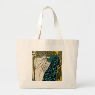Peacock Fine Art Bird Nouveau Grote Tote Bag