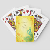 Peacock Floral Indiaanse bruiloft Pokerkaarten (Achterkant)