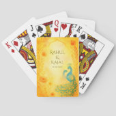 Peacock Floral Indiaanse bruiloft Pokerkaarten (Achterkant)