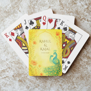 Peacock Floral Indiaanse bruiloft Pokerkaarten