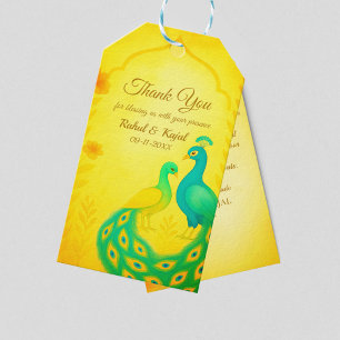 Peacock Floral Indian Wedding Dank je wel kaart Cadeaulabel