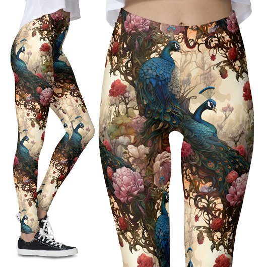  Peacock Floral Leggings