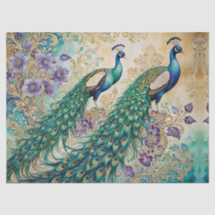 Peacock floral paisley waterverf tissuepapier