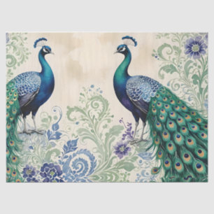 Peacock floral paisley waterverf tissuepapier