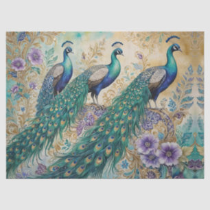Peacock floral paisley waterverf tissuepapier