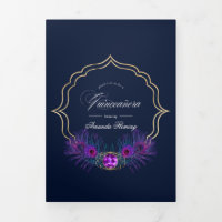  Peacock Floral Quinceañera Foto van Tri-Fold