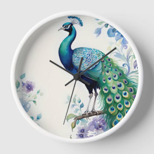 Peacock floral waterverf