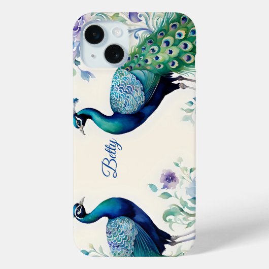 Peacock floral waterverf Case-Mate iPhone case (Achterkant)