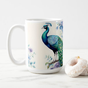 Peacock floral waterverf koffiemok