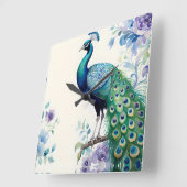 Peacock floral waterverf vierkante klok (Hoek)