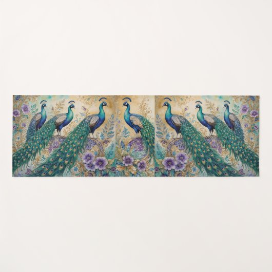 Peacock floral waterverf yogamat (Voorkant (horizontaal))