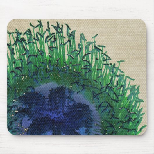 Peacock Flower Mousepad Muismat (Voorkant)