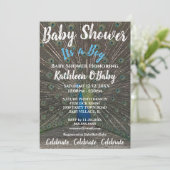 PEACOCK FOTO BABY BOY SHOWER INVITATION KAART (Staand voorkant)