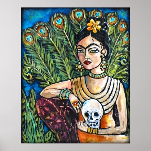 Peacock Frida Kahlo en Skull Poster (Voorkant)