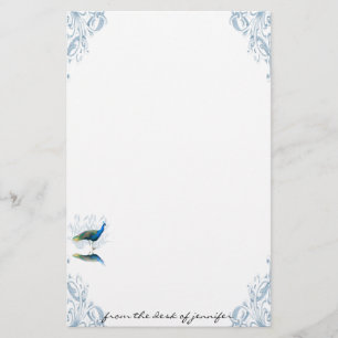 Peacock Garden in Blue and White Stationery Briefpapier