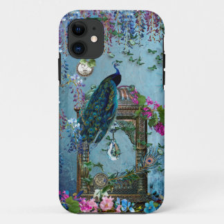 Peacock Garden wisteria blue lavender roze iPhone 11 Hoesje