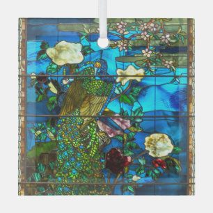 Peacock gekleurd glazen raam glas ornament