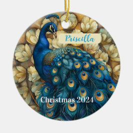 Peacock gepersonaliseerd kerstornament keramisch ornament