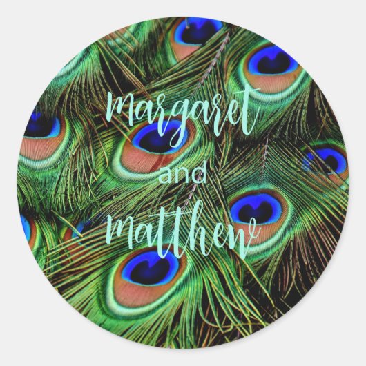 Peacock Gepersonaliseerde Wedding Stickers Seals (Voorkant)