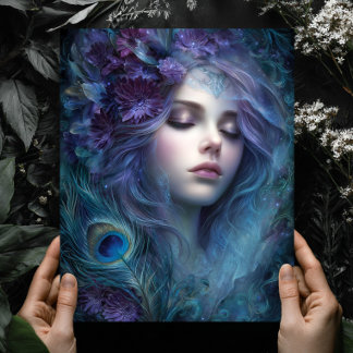 Peacock Goddess Queen Fantasy Wall Art Print