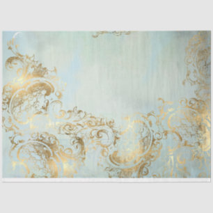 Peacock Gold en Dusty Blue Coordinate Decoupage Tissuepapier