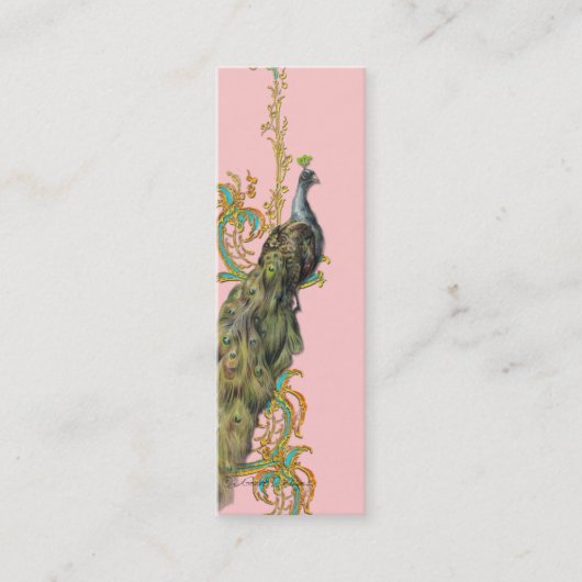 Peacock Gold Filigree Business/Profile Card Mini Visitekaartje (Voorkant)