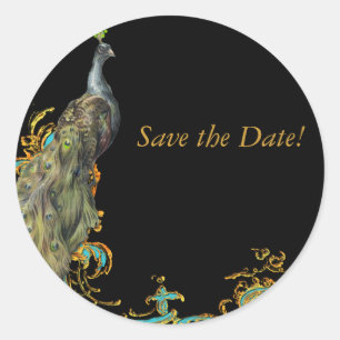 Peacock & Gold Filigree Sticker labels