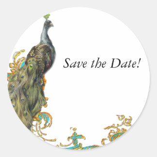 Peacock & Gouden filigraan Ronde Sticker